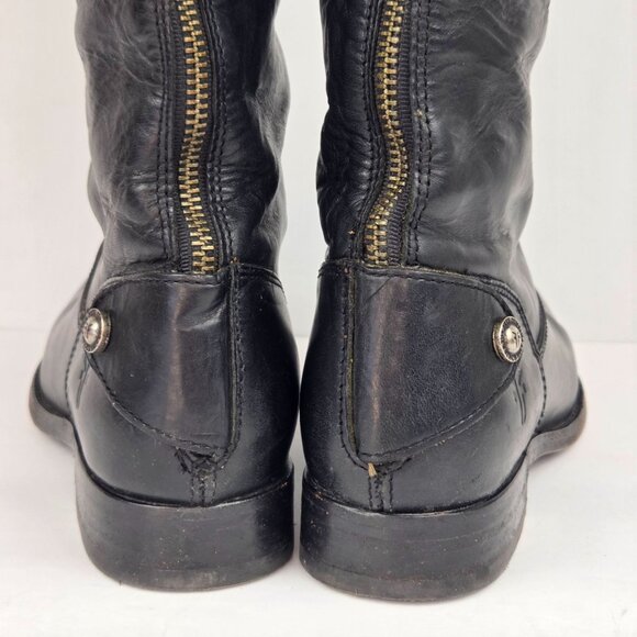 Frye Melissa Button Back Black Leather Riding Boots Size 7.5 B - Picture 7 of 16